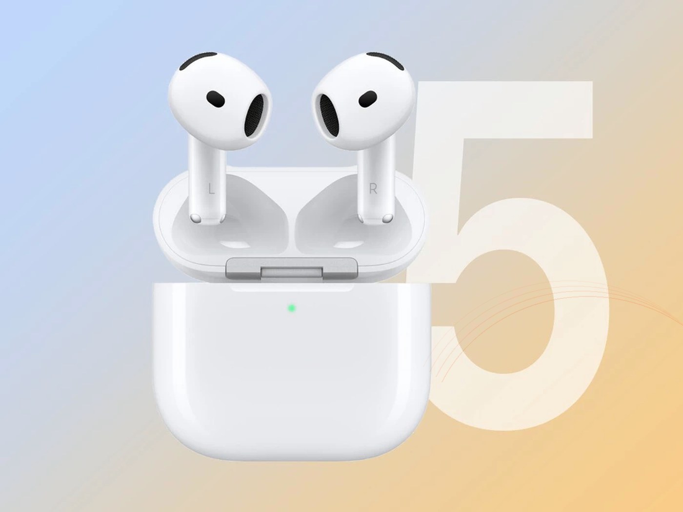 Concept composition of possible AirPods 5 with a charging case