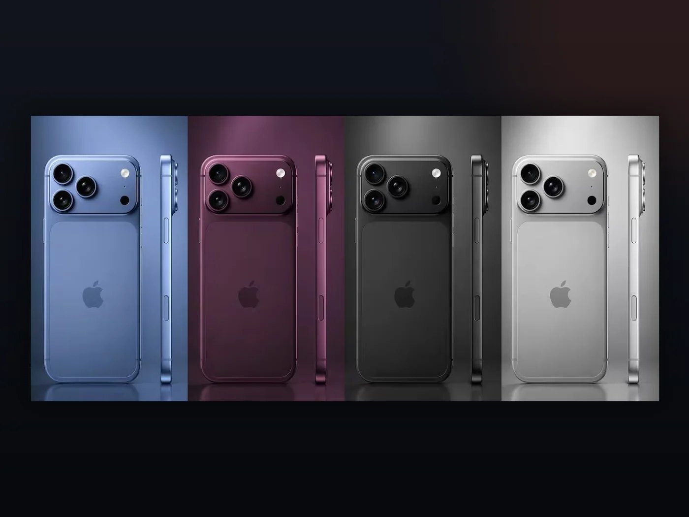 Concept composition showing four possible designs attributed to the future iPhone 18 family