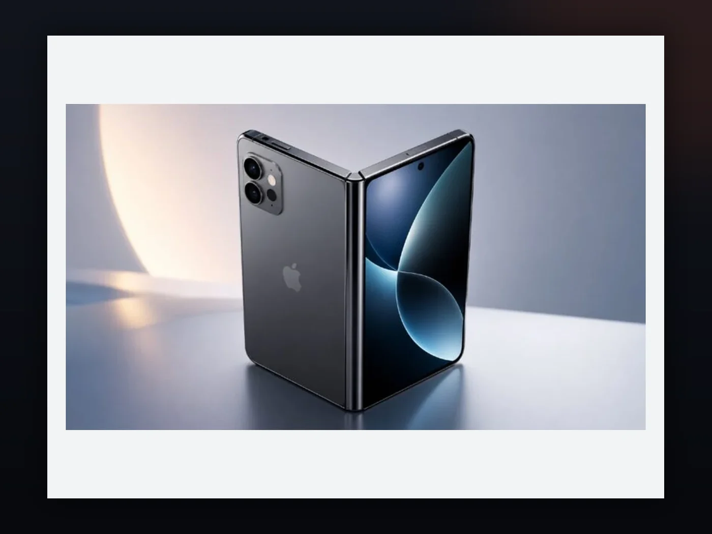 Concept render of a book-style foldable phone attributed to rumors about a future iPhone